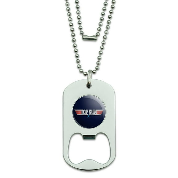 Top Gun Rendered Logo Military Dog Tag Bottle Opener Pendant
