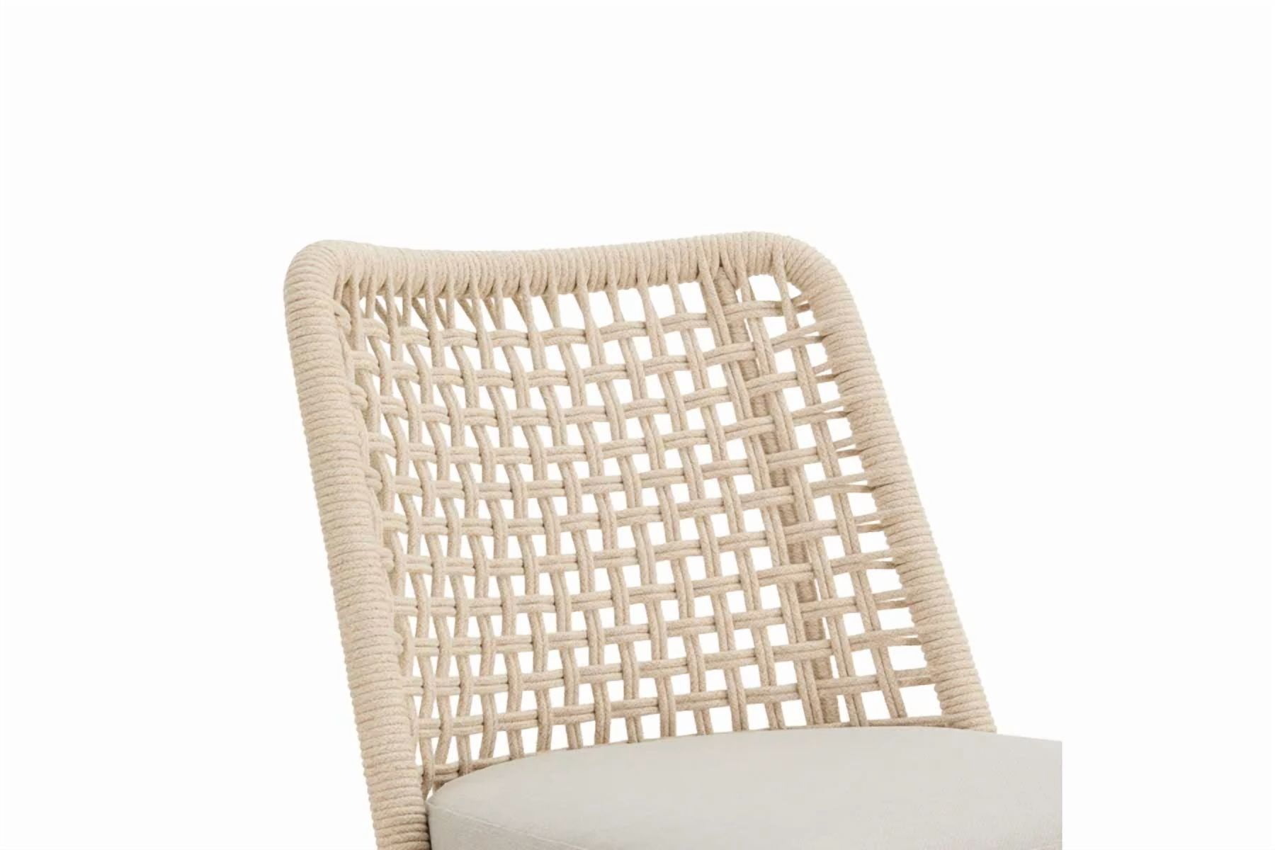 Spruce & Spring Modern Woven Rope Patio Dining Armchair Equipped With Cushion 2 Pieces For Outdoor Space Brown Woven Rope Fabric