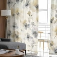 thumbnail image 5 of Gray Beige Floral Semi Sheer Window Curtains 63 Inches Long, Spring Modern Botanical Flowers Blossom Rod Pocket Voile Silky Chiffon Curtain Treatment Drapes for Living Room, 52"x63", 2 Panels, 5 of 9