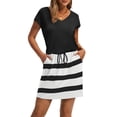 thumbnail image 4 of Qaspx Summer Dresses for Women V Neck Casual T-shirt Dresses Tie Waist Mini Dress with Pockets, 4 of 5