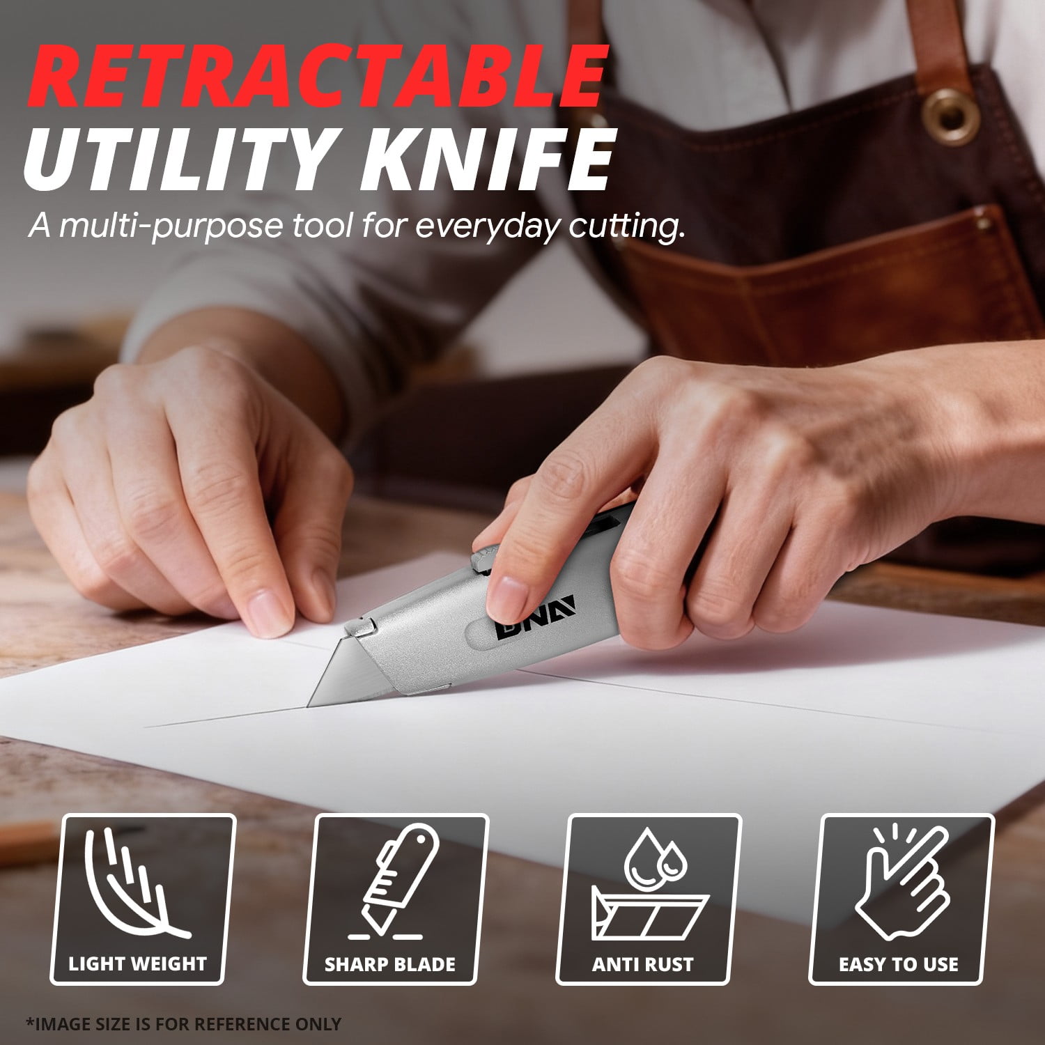 8PC Utility Knife Set - Folding w/ 10 Spare Blades / Snap-Off Blade Retractable