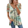 thumbnail image 1 of Top con cremallera y cuello en V de manga corta con hombros descubiertos para mujer con blusa recortada Pompotops  hkajfhjk466152, 1 of 4