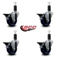 thumbnail image 2 of 3.5 Inch Solid Poly Swivel 1-1/4 Inch Expanding Stem Caster Set with Brake SCC, 2 of 2