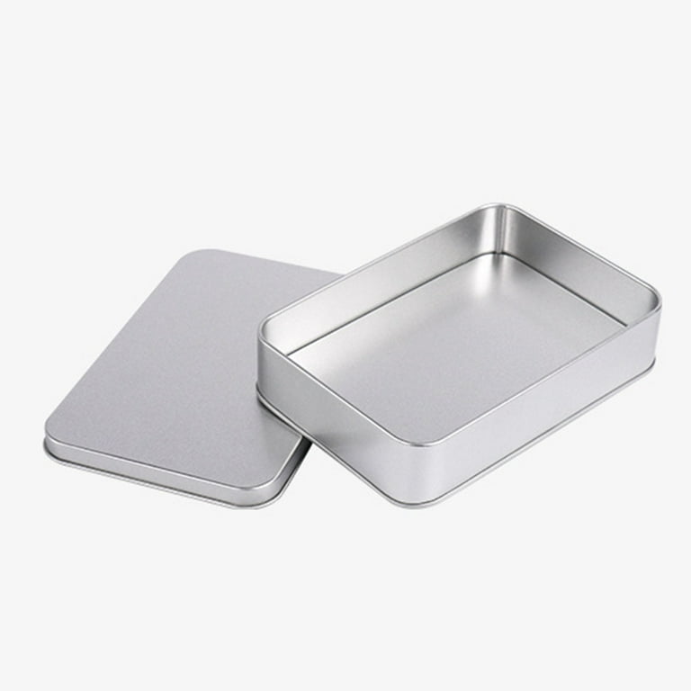 Angoily 4PCS Empty Metal Tins Box with Lids, Small Tin Box Containers  Rectangular Metal Tin with Lid for Treats, Gifts, Candle, Favors and Crafts