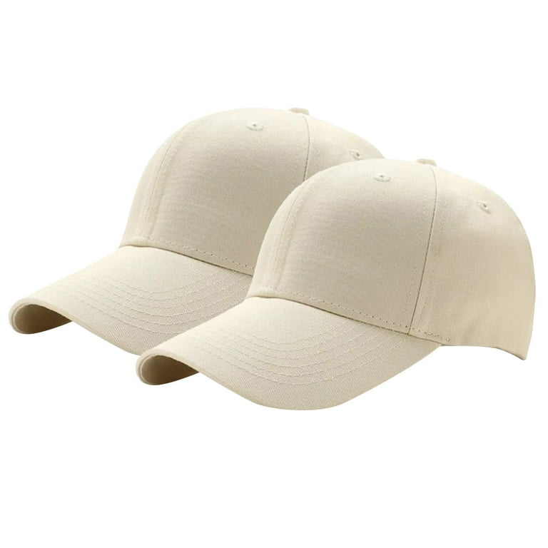 MRULIC baseball cap Men\'s And Women\'s 2PC Summer Casual Outdoors Solid  Color Sports Summer Hat Baseball Cap Beige + One size