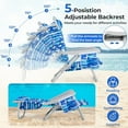 thumbnail image 5 of HLL 330lbs Folding Backpack Chairs for Adults with 5-Position Backrest, Storage Pockets, Towel Bar & Headrest, Foldable Low Beach Lounge, Portable Aluminum Lay Flat Camping Chair(Blue Stripe), 5 of 10