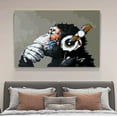 thumbnail image 4 of Listen to Music Monkey Oil Painting Canvas Poster Bedroom Decor Sports Landscape Office Room Decor Gift,Frame-style,16x24inch(40x60cm), 4 of 8