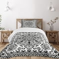 thumbnail image 3 of Ambesonne Ethnic Quilted Bedspread Set 2 Pcs, Lace Paisley Black Art, Twin Size, Charcoal Grey White, 3 of 6