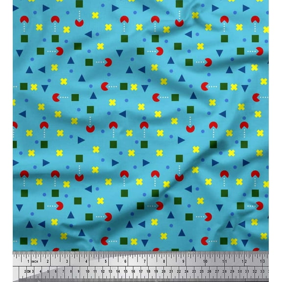 Soimoi Cotton Duck Fabric Dot,Cross Sign & Square Geometric Print Fabric by Yard 42 Inch Wide