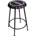 thumbnail image 2 of Benzara BM186217 Metal Counter Height Stool with Bottle Lid Shape Seat, Black - 24 x 16.5 x 16.5 in. - Set of 2, 2 of 2