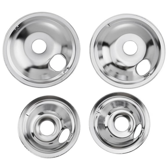4-Piece Chrome Drip Pans Set for GE Stoves, Electric Stove Burner Drip Pans - 2 x 6" & 2 x 8"