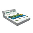 thumbnail image 2 of Ambesonne Emoji Fitted Sheet & Pillow Sham Set, Music Themed Wavy Face Print, Queen, White Lime Green and Sea Blue, 2 of 2