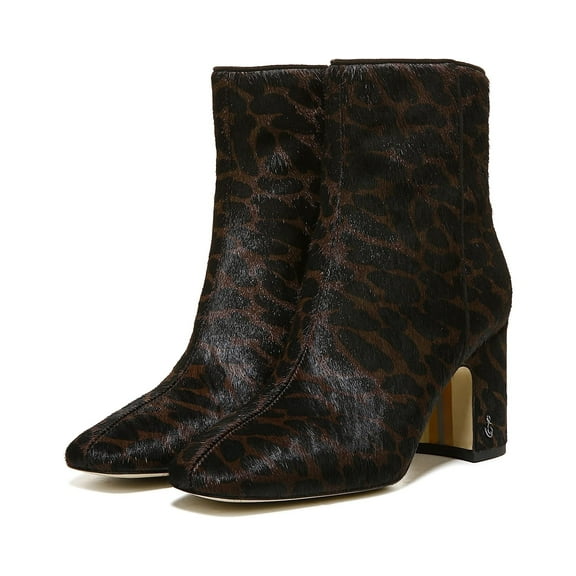 Sam Edelman Fawn 2 Brown Multi Brahma Stacked Block Heel Squared Toe Ankle Boots (BROWN MULTI BRAHMA, 5)