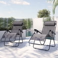 thumbnail image 3 of BELLEZE Zero Anti Gravity Reclining Gray Chairs Set of 2 Tray Cup Holder Mobile Device Slot Holder Outdoor, 3 of 7