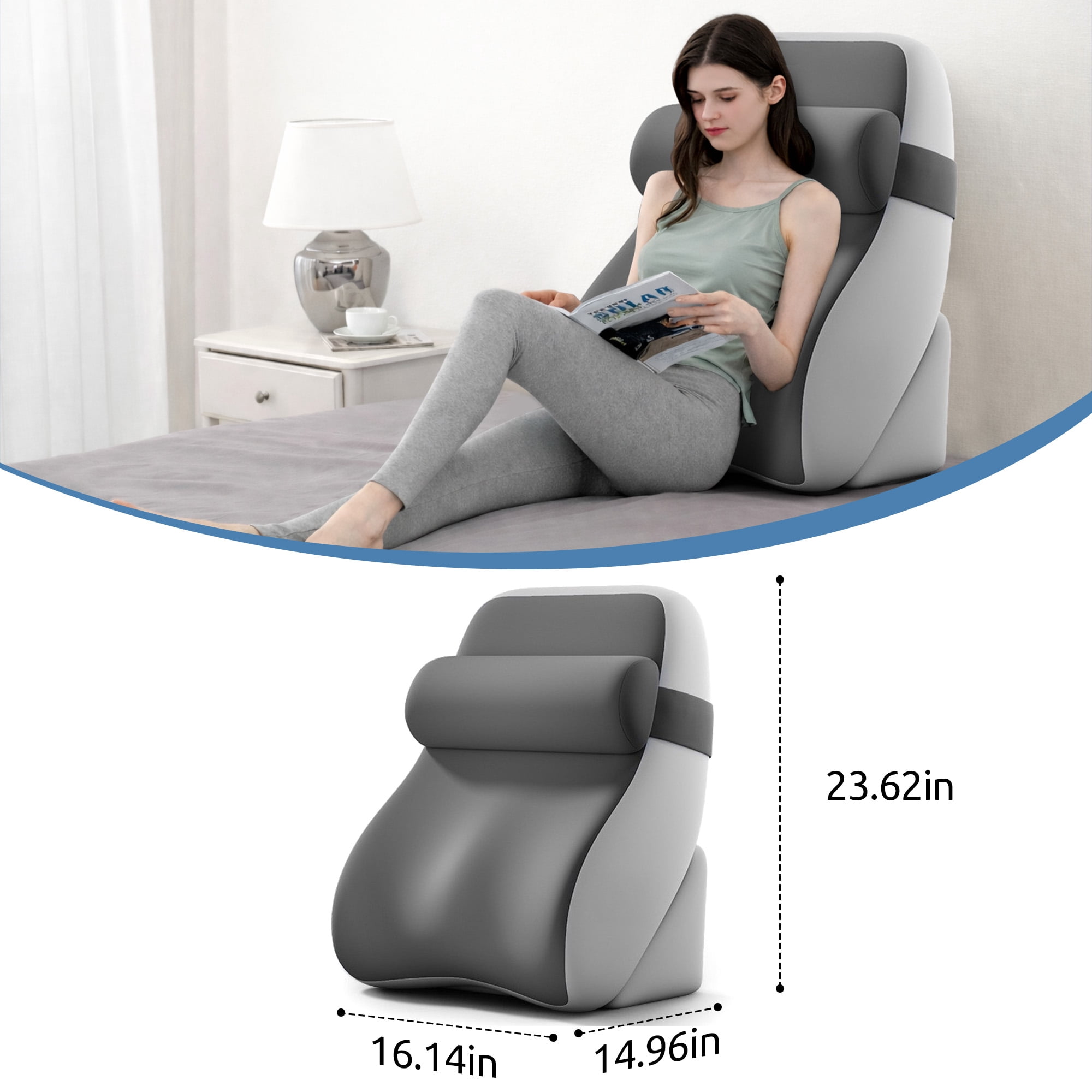 KAIPARA 3PCS Adjustable Wedge Pillow Headboard Set for Sleeping, Ergonomic Reading Pillow for Sitting in Bed, Bed Wedge with Premium Memory Foam for Back Pain Relief & Support, Leg Elevation