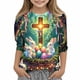 thumbnail image 1 of Blusas y camisas de cuello redondo y manga larga para niños, blusas/camisas de poliéster con estampado de corazones, mangas 3/4 y cuello redondo, elegantes e informales., 1 of 5