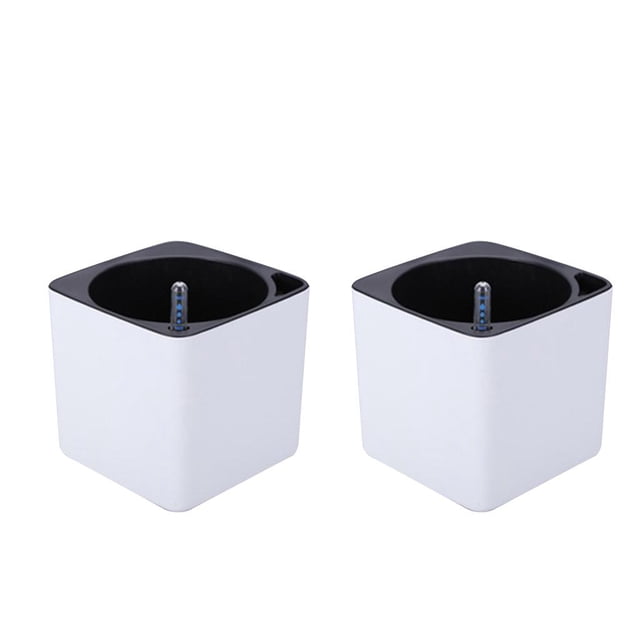 S SERENABLE 2PCS Self-watering White Plastic Pot Planter for Plants Flowers, with