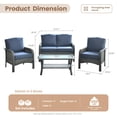 thumbnail image 2 of ODELIO 4-Piece Patio Furniture Set, Outdoor Wicker Conversation Set with Coffee Table, High Back PE Rattan Patio Sofa Seating Set with Thick Cushions for Porch, Denim Blue, 2 of 7