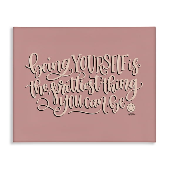 Stupell Industries Being Yourself is Prettiest Text & Numbers Painting Wrapped Canvas Art Print Wall Art, 20 x 16