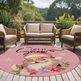 thumbnail image 5 of Pink Christmas Round Area Rug 6 FT, Non Slip Bedroom Area Rug, Santa Winter Snowflake Botanical Rustic Washable Soft Circular Carpet Floor Mat for Kitchen Dining Room Home Office Kids Room, 5 of 9
