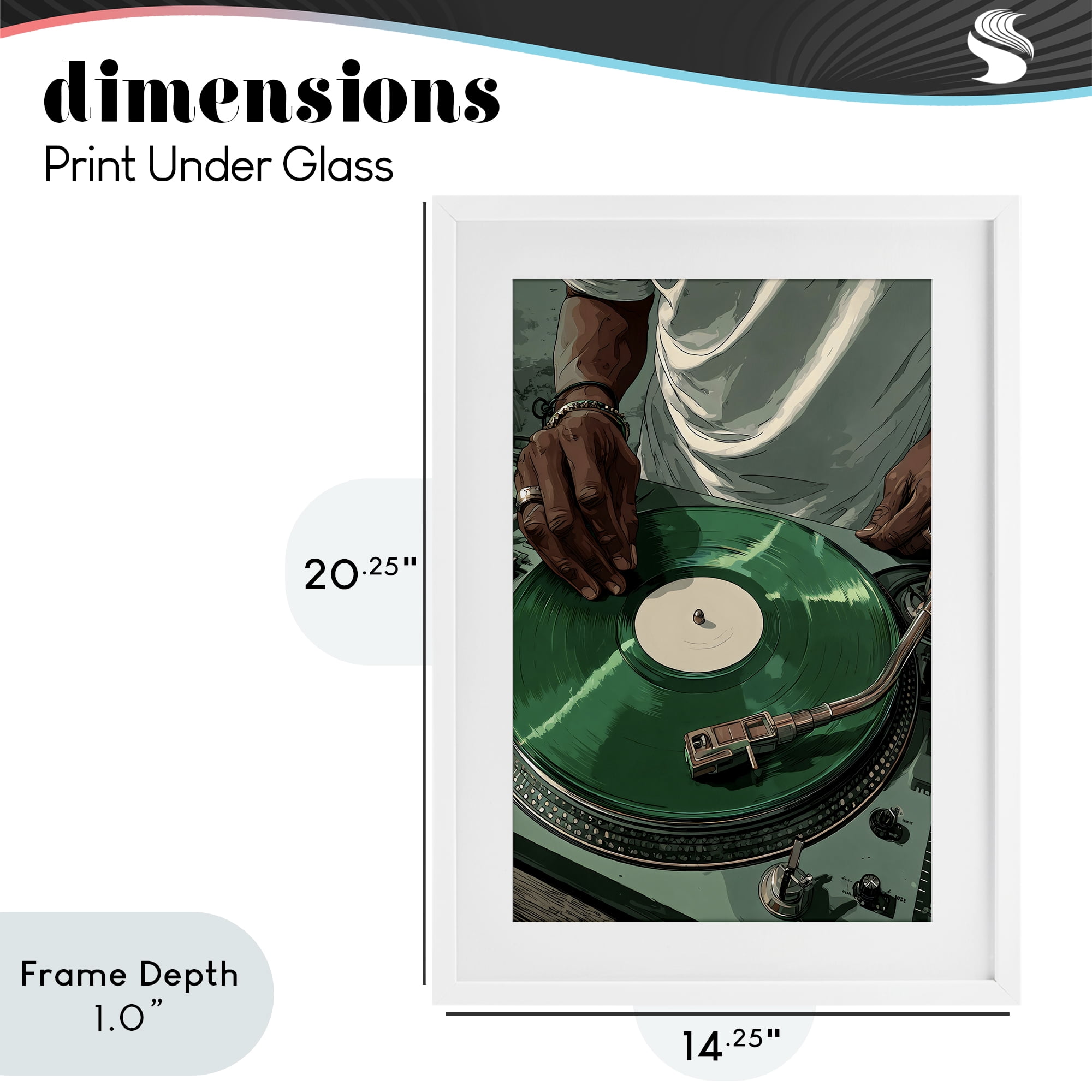 Stupell Industries DJ Spinning Green Record White Framed Print Under Glass, design by Franklyn Gregory