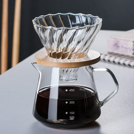 

Strawberry Coffee Pot Style V60 Glass Wooden 700ML/500ML Coffee Dripper and Pot Coffee Filter Set for Reusable Coffee Filter