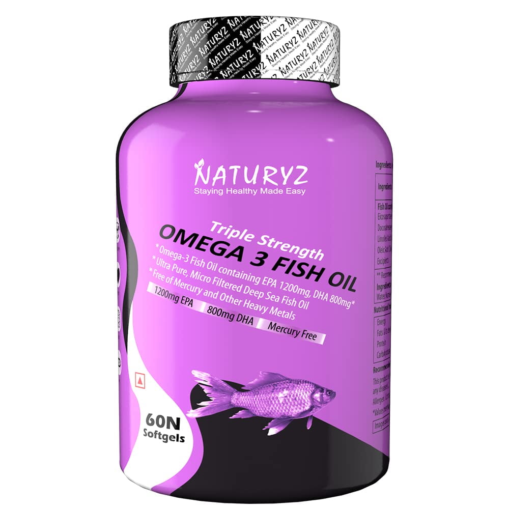 Naturyz Triple Strength Omega 3 Fish Oil With Highest Strength 2450 Mg