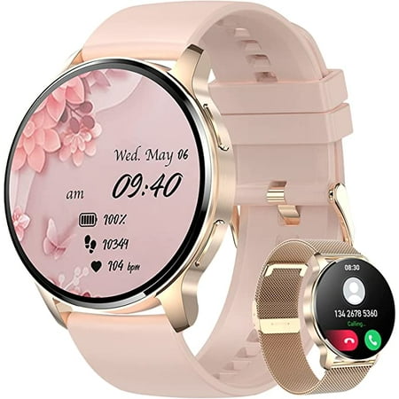 Smart Watch with Heart Rate Monitor, Blood Pressure, Blood Oxygen Tracking, 1.33 Inch Touch Screen Smartwatch Fitness Watch for Women Men with Android iPhone iOS（Pink）