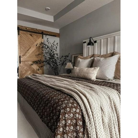 A And E Textiles House Luxury Indian Floral Kantha Bedding HandBlock Flower Print Throw Quilt Cotton Light Weight Summer Winter Blanket Bedspread Housewarming Gift