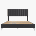 thumbnail image 7 of Double Bed Grain Upholstery Bed Platform Bed Frame with Headboard and Sturdy Wooden Slats Strong Load Bearing Capacity Non Slip and Noise Free No Spring Box Required Easy to Assemble,Gray Queen, 7 of 7