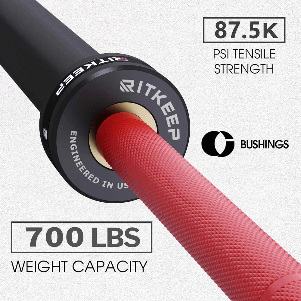 RitKeep Fitness 7ft Olympic Barbell Weight Bar, 700 LBS Max Capacity for Weightlifting