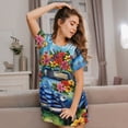 thumbnail image 3 of Disketp Floral Truck Welcome para Camisón Corto de Manga Corta para Mujeres, Camisón Cómodo con Escote Redondo, Bonito y Confortable, 3 of 6