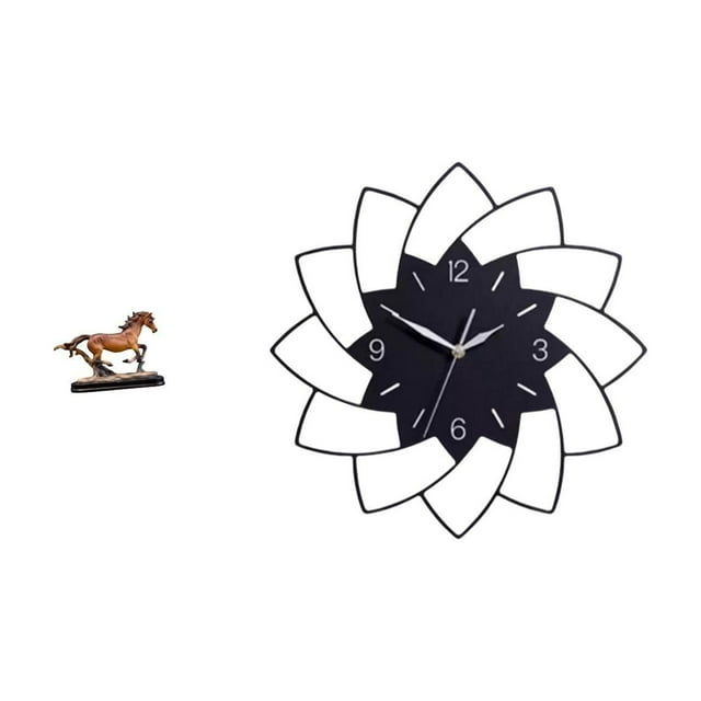 Figura decorativa coleccionable, estatua de caballo, reloj de pared acrílico con forma de flor, colgante, silencioso, sencillo, decorativo para