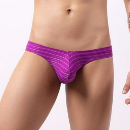 

Men Striped Briefs Breathable Low Waist Sexy Underwear Bulge Pouch Underwear