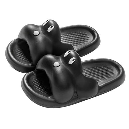 

Stamzod Womens Mens Cartoon Slippers Super Soft Breathable Anti-Slip Bedroom Home Slippers Clearance Black 44-45