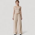 thumbnail image 2 of Women's Cropped Active Tank Top with Built-In Bra and Racerback Design - Medium, Beige, 2 of 6