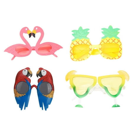 

HOMEMAXS 4pcs Party Glasses Flamingo Lemon Pineapple Parrot Sunglasses Summer Sunglasses