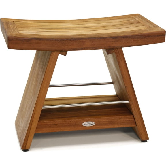 Patented 24" Asia® Teak & Stainless Shower Bench with Shelf