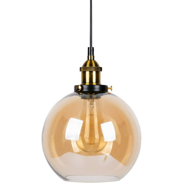Lámpara única para isla de cocina, luces colgantes industriales con pantalla de vidrio transparente y excelente artesanía (ámbar, 20 cm)