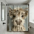 thumbnail image 5 of AuroraX Fabric Shower Curtains 72" x 72" Cute Embroidery Highland Cow Bath Curtain Mildew Resistant Boho Abstract Neutral Bathtub Cortinas for Bathroom Decor, 5 of 6