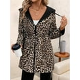 thumbnail image 6 of Women'S Reversible Hooded Casual Coat Full Zip Up Windbreaker Two - Sided Jacket Leopard Print XXL, 6 of 9