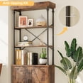 thumbnail image 6 of DSstyles Bookshelf with Doors 73.62in Tall Bookcase Industrial Storage Open Rack Shelf with Cabinet Wood and Metal Bookcase Farmhouse Bookshelves Vintage Display Rack Home Office, 6 of 7