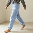 thumbnail image 4 of Ohufall Women's Pajama Pants Cozy Fleece Cuffed Elastic Waist Pant Soft Lounge Sleepwear for Winter, 4 of 5