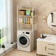 thumbnail image 3 of Medium Over Washer and Dryer Shelves, 3-Tier Laundry Room Storage Organizer, Freestanding Bathroom Utility Rack with Hanging Rod, 3 of 6