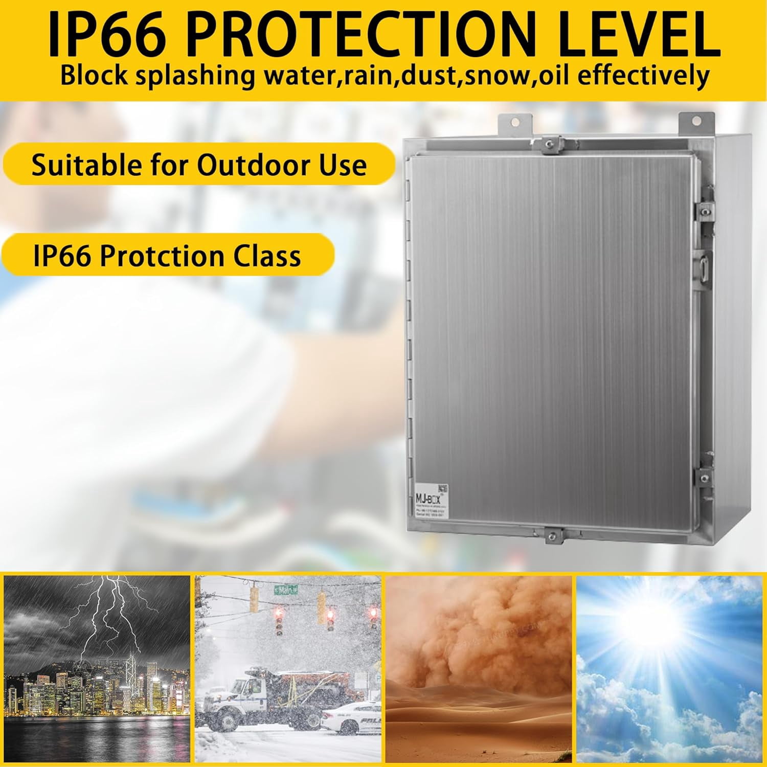 MJ-Box 20x16x8 Explosion Proof Electrical Enclosure - 304 Stainless Steel, NEMA 4X, IP66 Waterproof Dustproof, Indoor Outdoor Metal Box