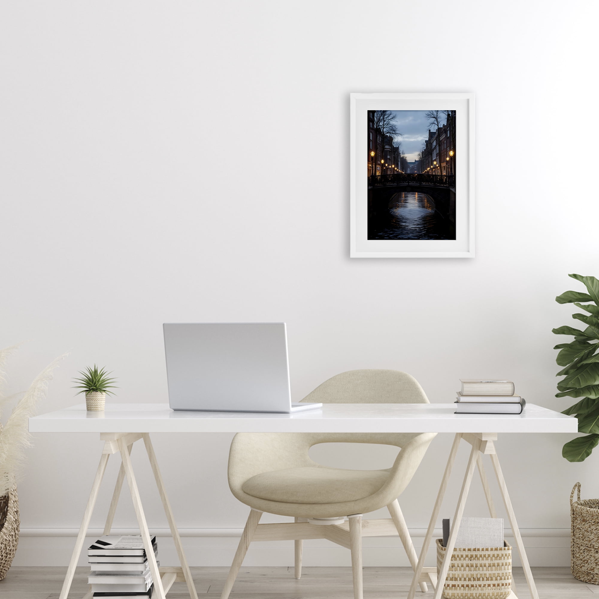 Stupell Industries Lantern Light over Quiet Canal White Framed Print Under Glass, design by Creative Studio