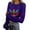 Purple #048, variant on Mardi Gras Shirts for Women Mask Print Carnival Crew Neck Graphic Tee Sparkly Long Sleeve Novelty Tunic Tops Light Blue 2XL