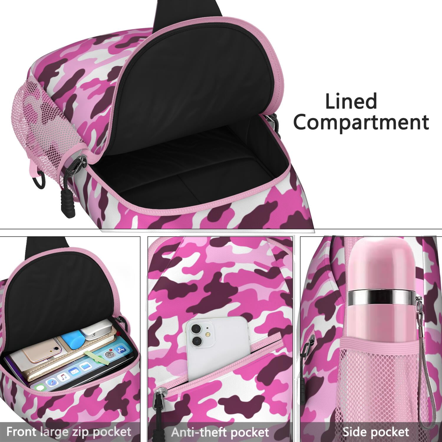 Military Camouflage Sling Bag for Men & Women - Tactical Army Crossbody Chest Bag with Anti-Theft Design - Spacious & Organized Travel Daypack for Hiking, Biking, Outdoor Adventures