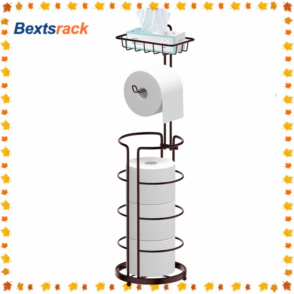 Bronze Freestanding Toilet Paper Holder with Storage Shelf