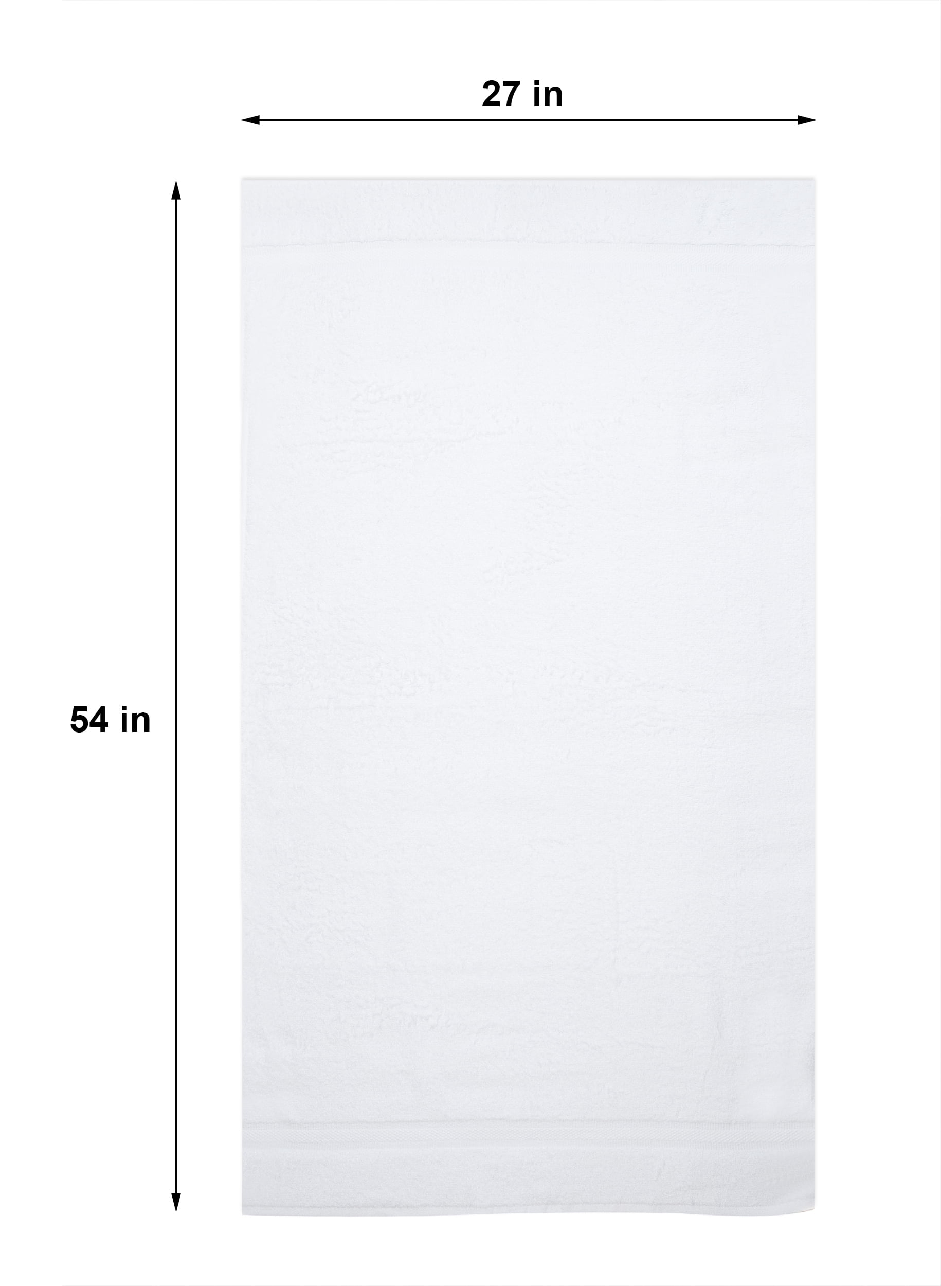 Pacific Linens Luxury 100% Cotton Hotel and Spa Bath Towels, 27 x 54 Inches, 600 GSM, White, 4-Pack